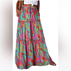 Floral Print Boho Maxi Skirt